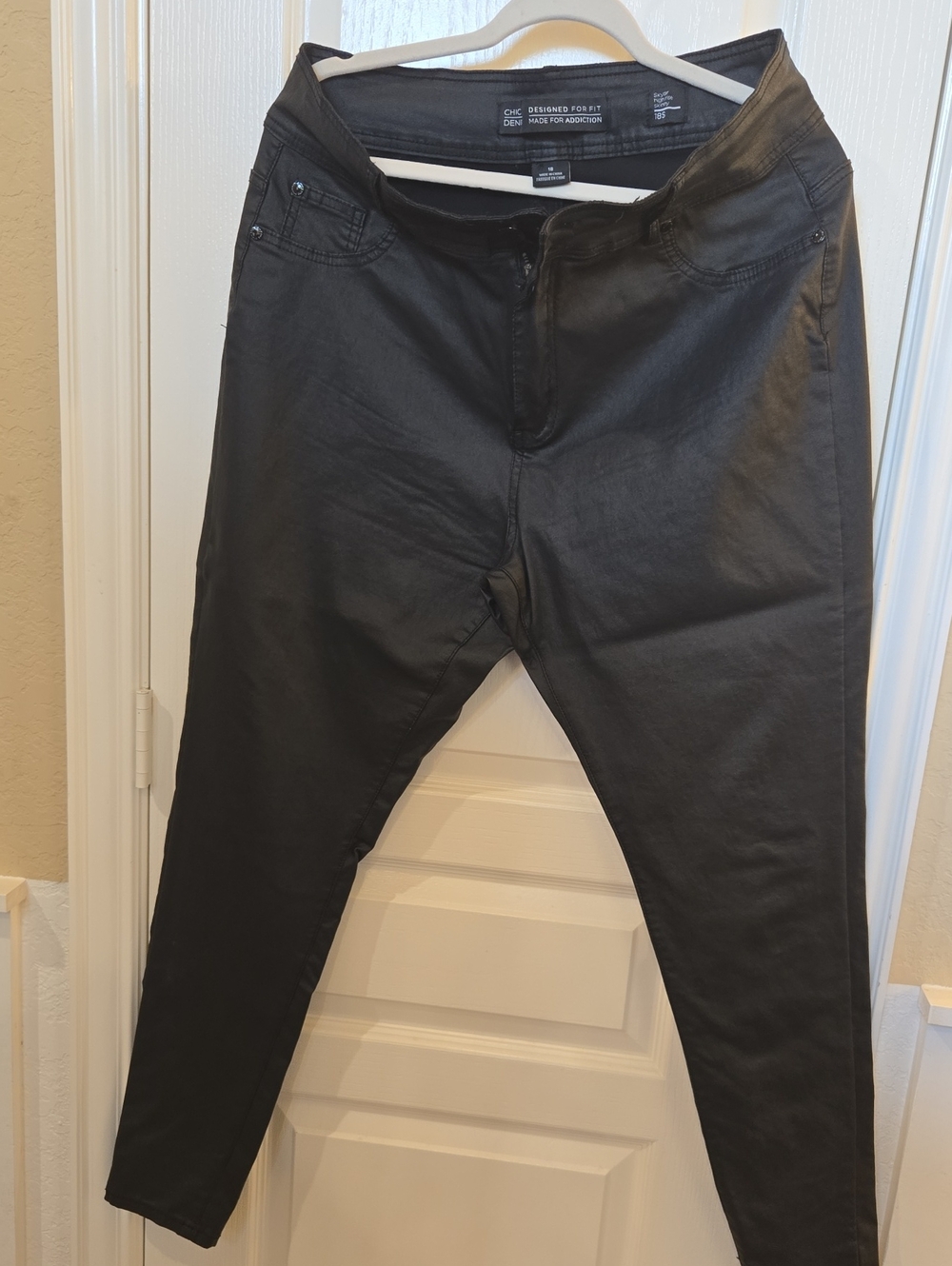 City Chic Black Coated Skinny Jeans